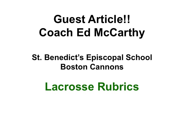 Guest Article:  Ed McCarthy… Rubrics